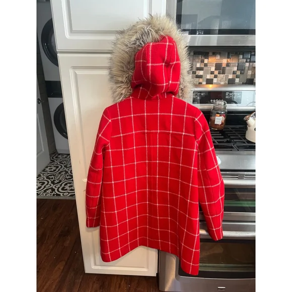 J. Crew Chateau Parka Plaid Windowpane Check 100% Wool Hooded Coat - Picture 8 of 12